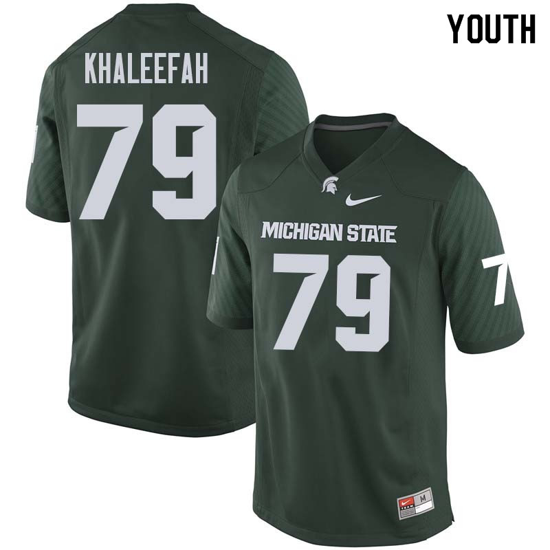 Youth #79 Mustafa Khaleefah Michigan State College Football Jerseys Sale-Green